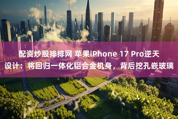 配资炒股排排网 苹果iPhone 17 Pro逆天设计：将回归一体化铝合金机身，背后挖孔嵌玻璃